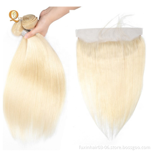 Virgin 613 Bundles And Lace Frontal In Bulk Blond Bundles With Lace Frontal 30 Inch 3 Bundles With Closure For Brazilian Weave